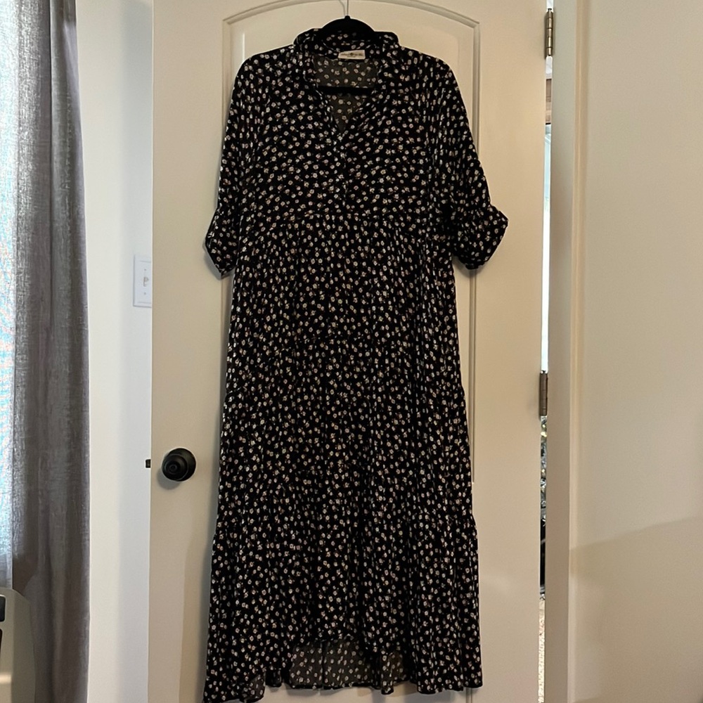 Natural Life Black Floral Maxi Dress XL